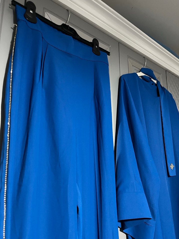 Uzun Mavi Kadın Takım Elbise - Görsel 3