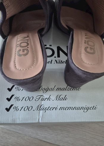 Gri Süet Topuklu Kadın Ayakkabı - Görsel 2