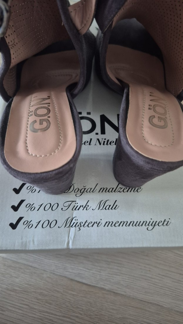 Gri Süet Topuklu Kadın Ayakkabı - Görsel 2