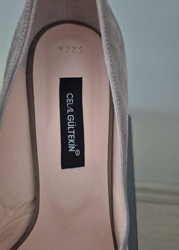 Bej vizon  Süet Kadın Topuklu Abiye Ayakkabı - Görsel 2