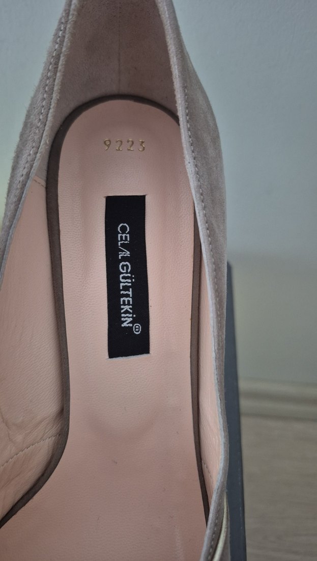 Bej vizon  Süet Kadın Topuklu Abiye Ayakkabı - Görsel 2