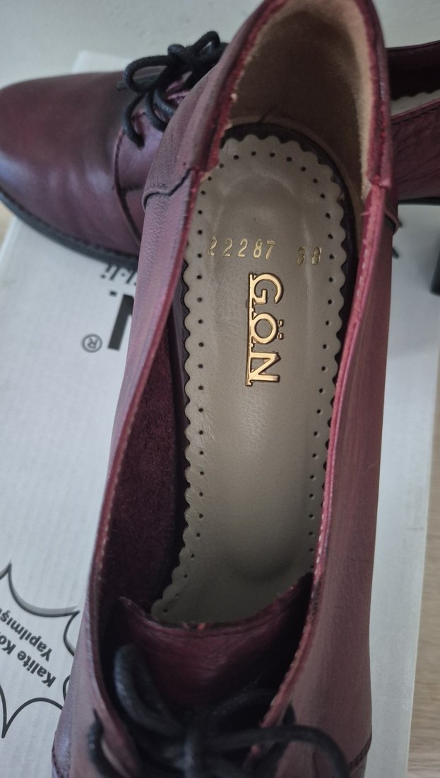 Bordo Deri Kadın Klasik Topuklu Ayakkabı - Görsel 4