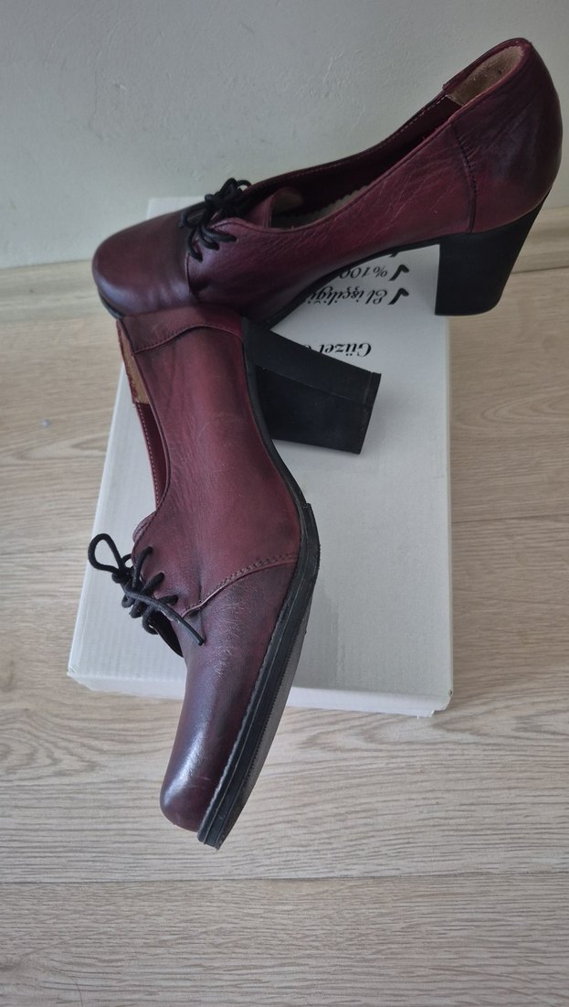 Bordo Deri Kadın Klasik Topuklu Ayakkabı - Görsel 5