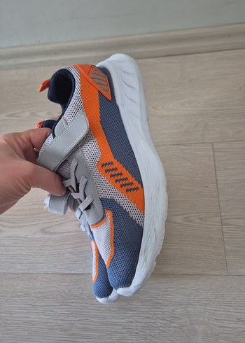 Gri Erkek Çocuk Spor Ayakkabı Velcro - Görsel 2