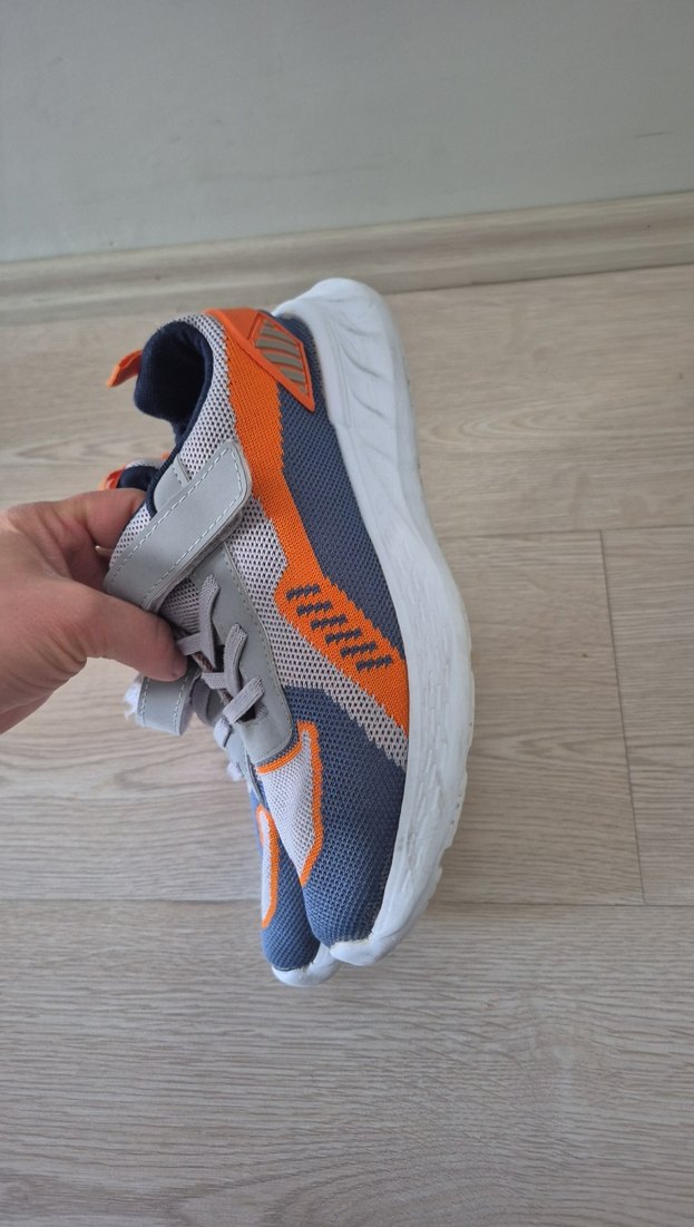 Gri Erkek Çocuk Spor Ayakkabı Velcro - Görsel 2