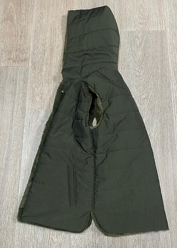 Kapüşonlu, Kürk Detaylı Haki Kadın Yelek.Çift Yönlü - Görsel 6