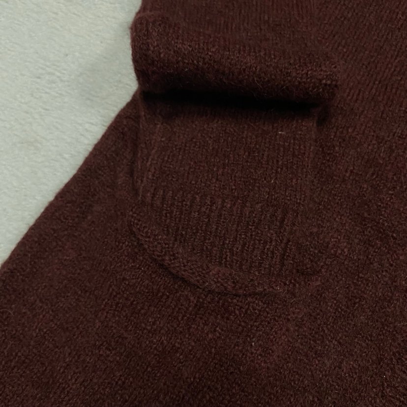 Bordo Kapüşonlu Triko Hırka - Görsel 4