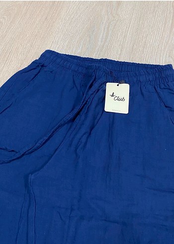 Lacivert Keten Kadın Salaş Pantolon - Görsel 2