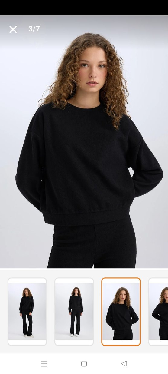 Siyah Kadın İspanyol Paça Pantolon ve Sweat Takımı - Görsel 2