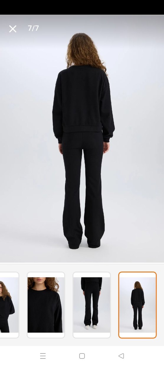 Siyah Kadın İspanyol Paça Pantolon ve Sweat Takımı - Görsel 4