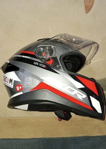 Diger Kırmızı Gri Buckled Biker Kask - Görsel 2