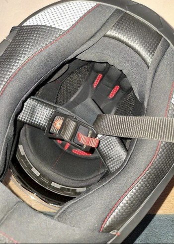 Diger Kırmızı Gri Buckled Biker Kask - Görsel 3