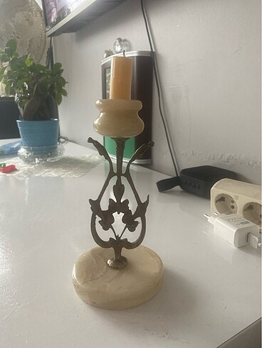 Antika şamdan mumluk mermer