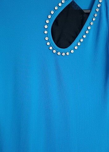 Saks mavisi elbise  - Görsel 6