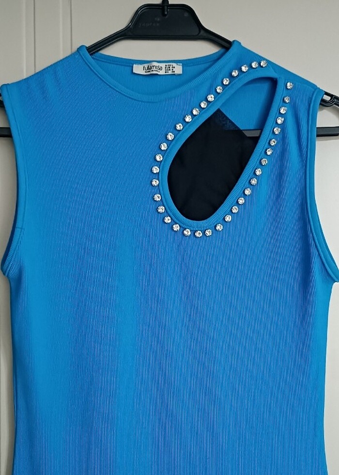 Saks mavisi elbise  - Görsel 3