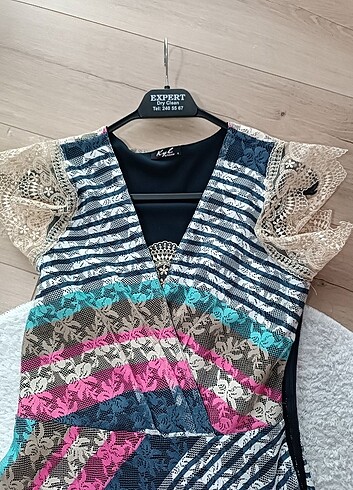 Güpür kumaş elbise - Görsel 8