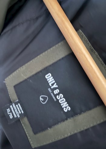 xl Beden Only & Sons Erkek Haki Kapüşonlu Midi Kaban