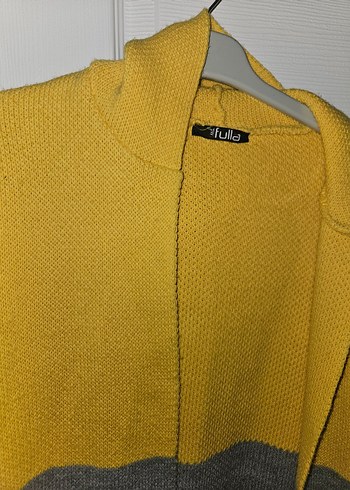 Sarı Gri Örgü Kadın Hırka - Görsel 3