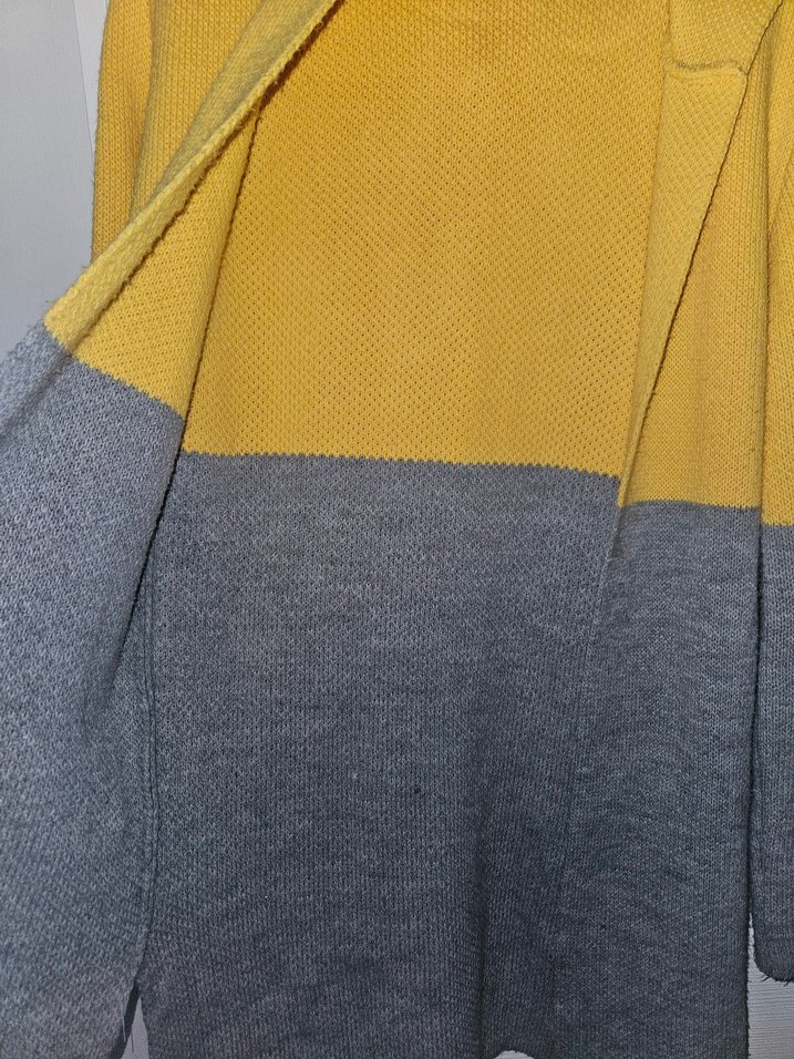 Sarı Gri Örgü Kadın Hırka - Görsel 4