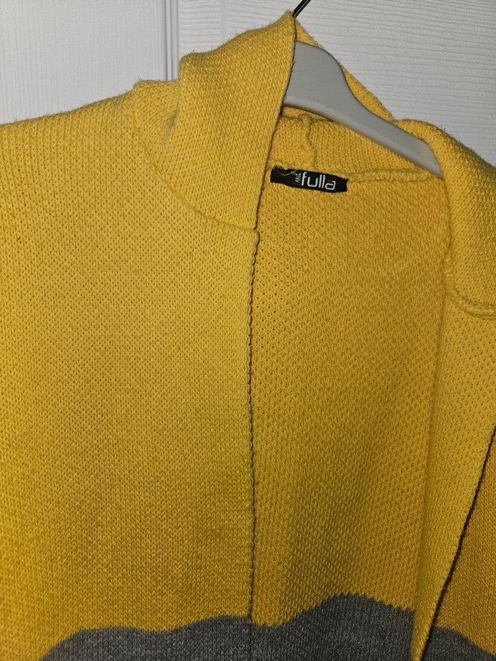 Sarı Gri Örgü Kadın Hırka - Görsel 3