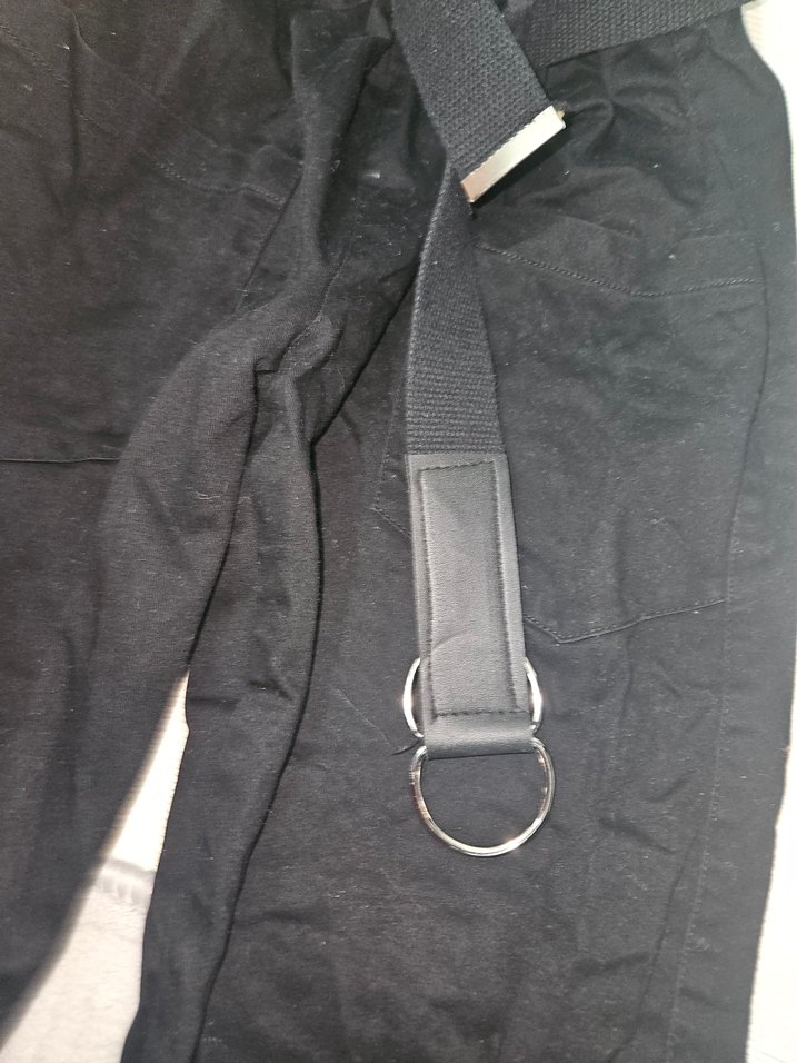 Siyah Kemerli Rahat Kesim Kadın Kumaş Pantolon - Görsel 4