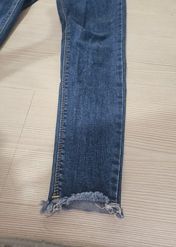 Düğmeli Kadın Mavi Denim Pantolon - Görsel 2