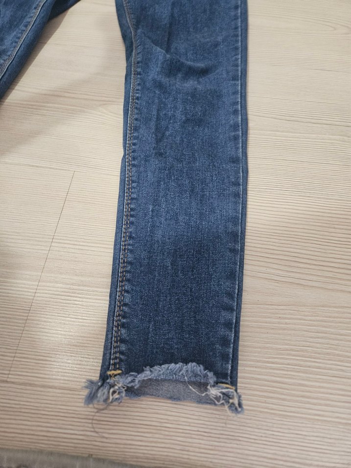 Düğmeli Kadın Mavi Denim Pantolon - Görsel 2