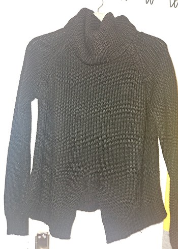 Kadın Siyah Yün Yüksek Yakalı Triko Kazak - Görsel 2