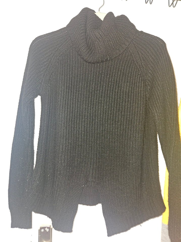 Kadın Siyah Yün Yüksek Yakalı Triko Kazak - Görsel 2