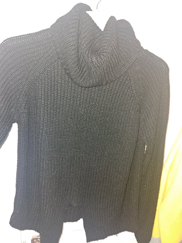 Kadın Siyah Yün Yüksek Yakalı Triko Kazak - Görsel 3