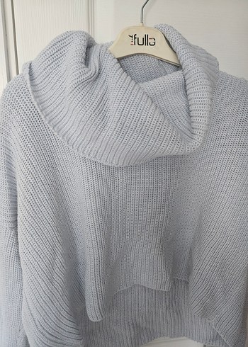 Gri Triko Boğazlı Kadın Kazak - Görsel 2