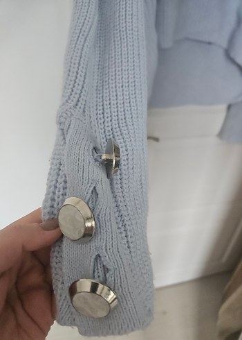 Gri Triko Boğazlı Kadın Kazak - Görsel 3