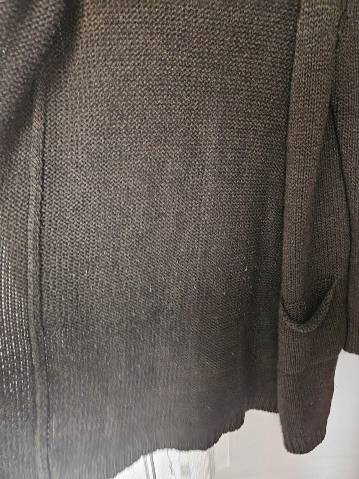 haki Kadın Triko Hırka, Uzun Kollu, Midi Boy - Görsel 3