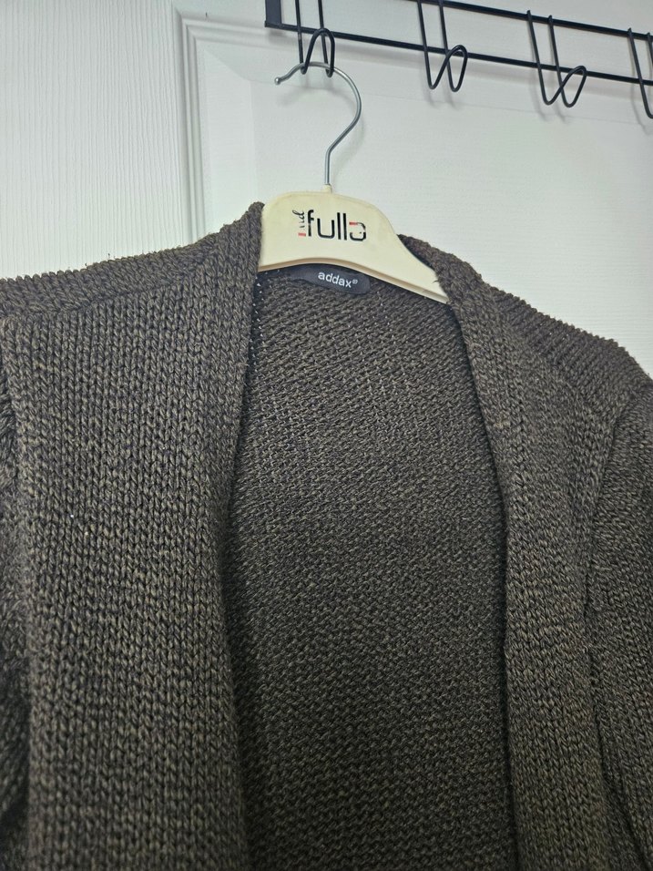 haki Kadın Triko Hırka, Uzun Kollu, Midi Boy - Görsel 2