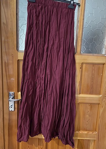 Bordo Uzun Crush Keten Etek