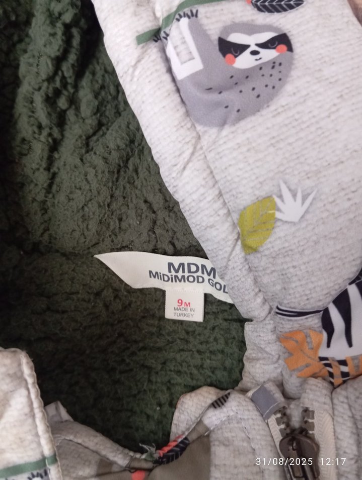 Gri Desenli Kürklü Bebek Tulum - Görsel 2