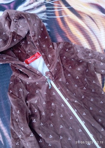 Kız Bebek Kahverengi Fermuarlı Tulum - Görsel 3