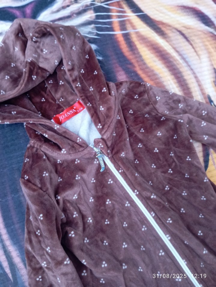 Kız Bebek Kahverengi Fermuarlı Tulum - Görsel 3