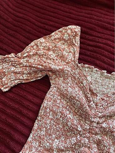 Diğer Kiremit rengi desenli crop bluz