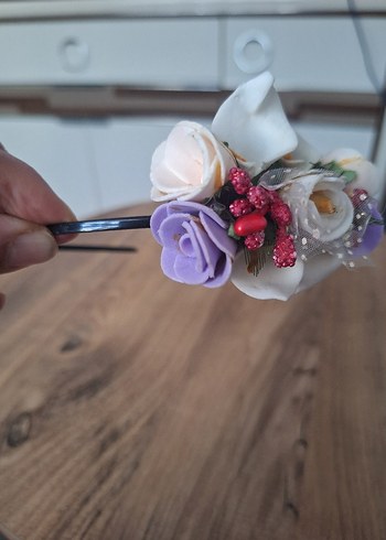 Mor Çiçekli Bohem Saç Tacı - Görsel 2