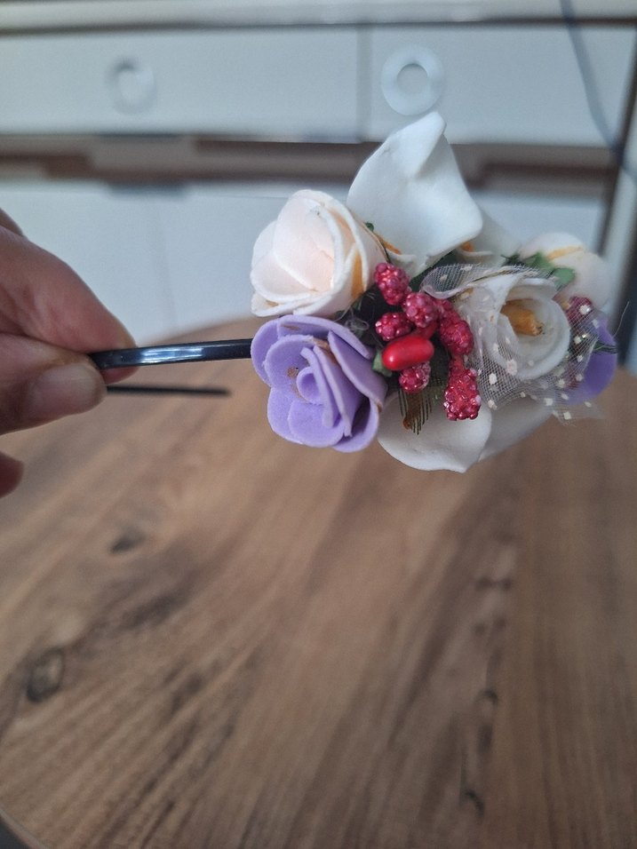 Mor Çiçekli Bohem Saç Tacı - Görsel 2