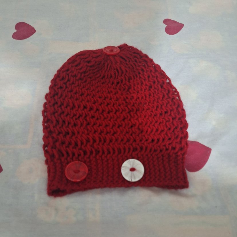 Düğmeli Kırmızı Kadın Bere - Görsel 3