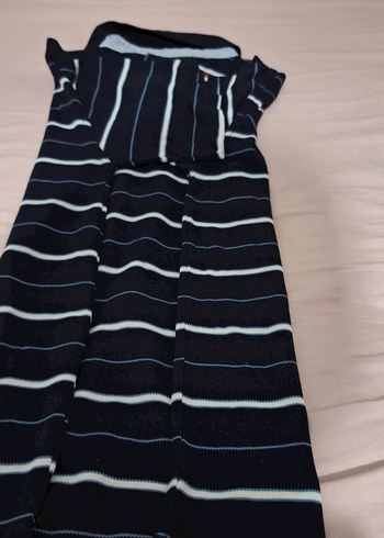 Erkek Lacivert Çizgili Düğmeli Polo Tişört - Görsel 6