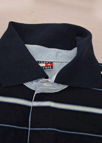 Erkek Lacivert Çizgili Düğmeli Polo Tişört - Görsel 4