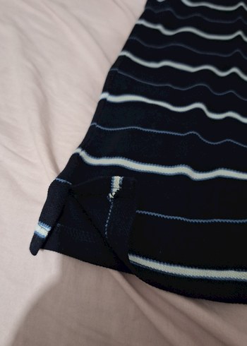 Erkek Lacivert Çizgili Düğmeli Polo Tişört - Görsel 8