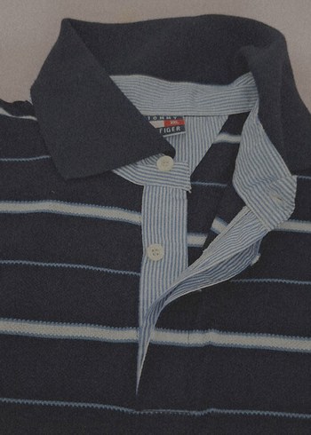 Erkek Lacivert Çizgili Düğmeli Polo Tişört - Görsel 3