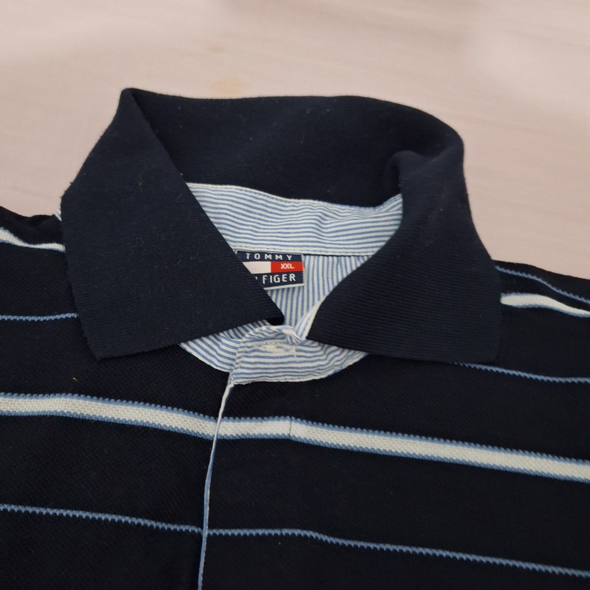 Erkek Lacivert Çizgili Düğmeli Polo Tişört - Görsel 4