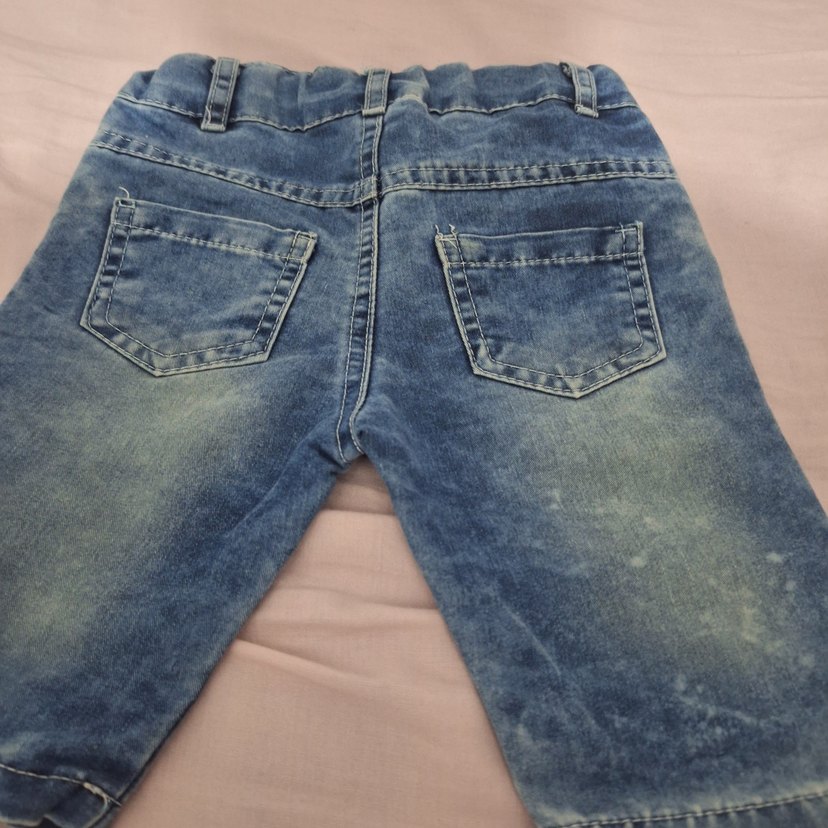 Düğmeli Erkek Çocuk Mavi Denim Şort - Görsel 4