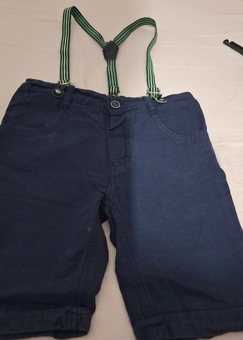 Koyu Mavi Denim Çocuk Pantolon ve Yeşil Askı - Görsel 2