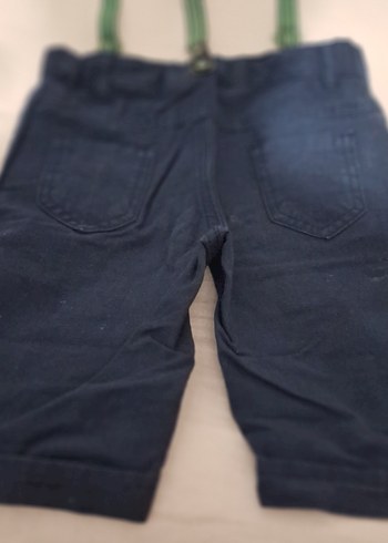 Koyu Mavi Denim Çocuk Pantolon ve Yeşil Askı - Görsel 6